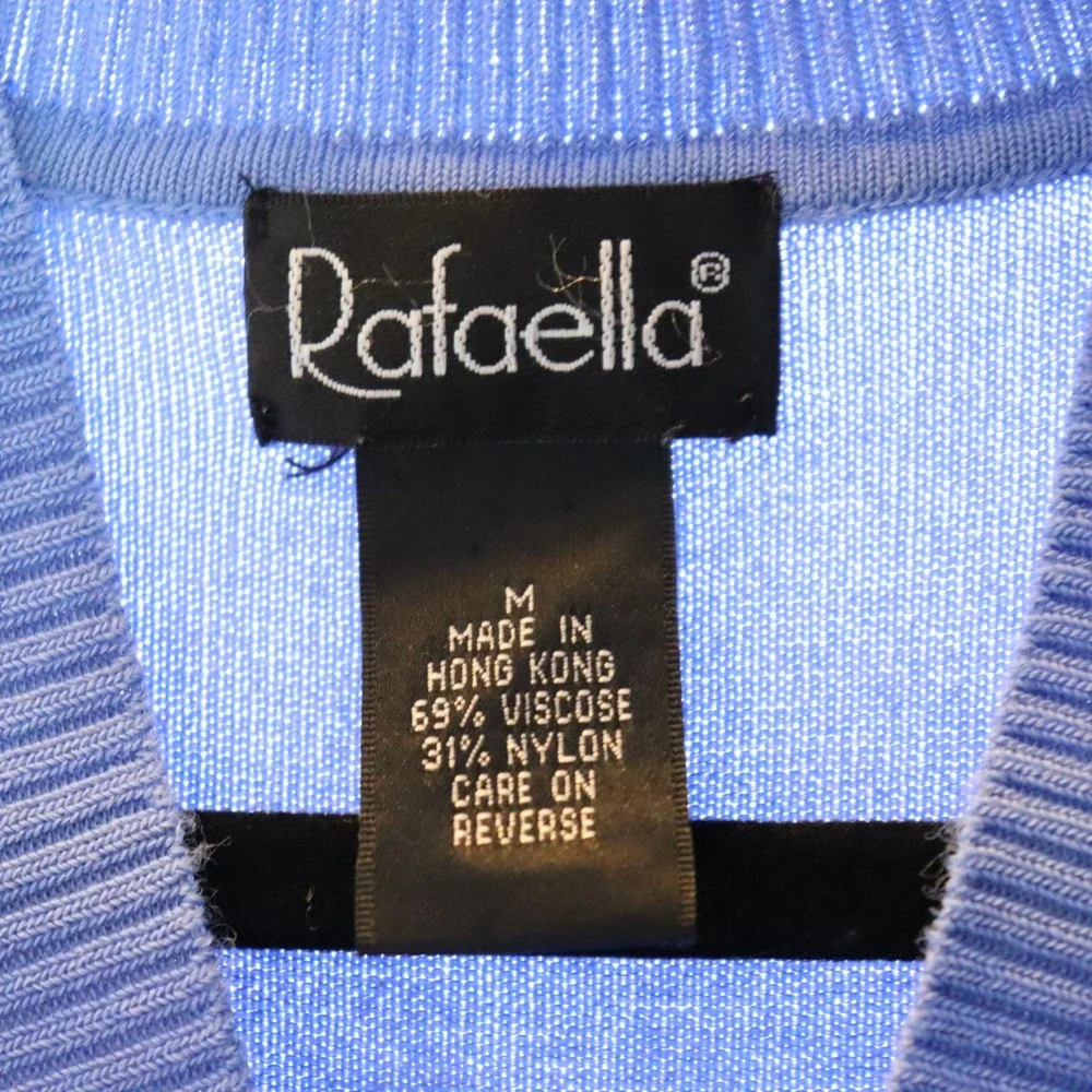 Rafaella V-Neck Sweater M Blue Women Preppy Classic